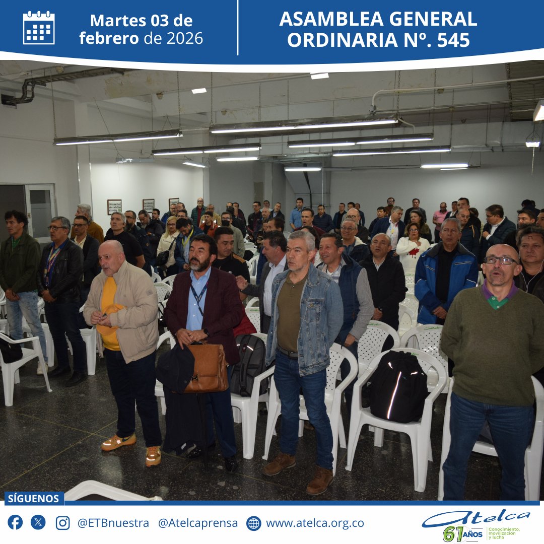 atelcaprensa's tweet photo. 📌 #AgendaAtelca

El pasado martes 03 de febrero se llevó a cabo nuestra Asamblea General Ordinaria N.° 545, un espacio fundamental para el análisis, la participación y la toma de decisiones en beneficio de nuestra organización y sus afiliados. https://t.co/HVFpqftji7