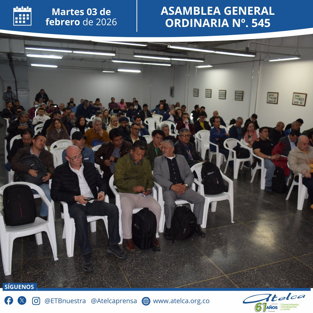 atelcaprensa's tweet photo. 📌 #AgendaAtelca

El pasado martes 03 de febrero se llevó a cabo nuestra Asamblea General Ordinaria N.° 545, un espacio fundamental para el análisis, la participación y la toma de decisiones en beneficio de nuestra organización y sus afiliados. https://t.co/HVFpqftji7
