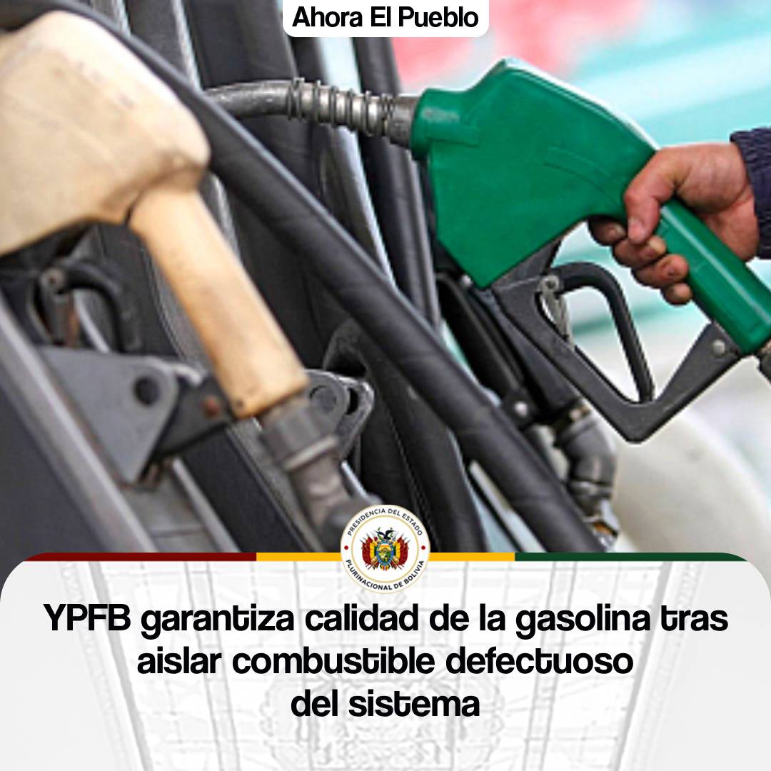 ahora_elpueblo's tweet image. ⛽🏛️🔍 #YPFB informó que el combustible defectuoso detectado fue aislado del sistema de distribución y que actualmente se comercializa gasolina que cumple con todos los estándares de calidad. Tras un diagnóstico técnico se identificaron dos tanques contaminados.

#AhoraElPueblo
