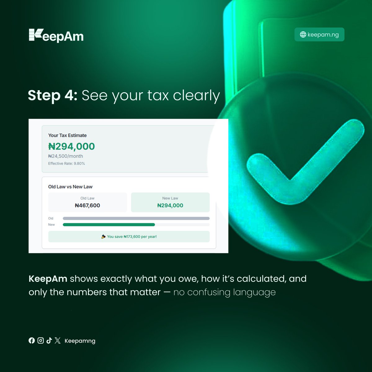 keepamapp's tweet photo. End of the month doesn’t have to come with tax stress.
If you earn online or freelance, knowing your numbers early makes life easier.
Calculate what you owe in minutes and plan ahead with KeepAm.
Try it for free today. Link in bio.
#KeepAm #CalculateTax #nigeriantax #Freelancers #onlineincome #remoteworknigeria #SideHustleNigeria #taxtips #moneyplanning