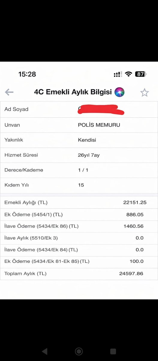 SedatAtlas79's tweet photo. 👉Bu polis memuru kardeşimiz 2010 yılında memuriyet kadrosuna geçtiği için yani 2008 sonrası memur olduğu için emekli aylığı 26 yıla 24 bin lira emekli maaşı bağlanmıştır.
👉Eğer ki bu polis kardeşimiz 2008 önce memur olsaydı 41.700,12 TL emekli maaşı bağlanacaktı.
👉Dünyanın hiç bir yerinde böyle bir emeklilik hiyerarşi sistemi yoktur.
#Polis #2008Sonrası