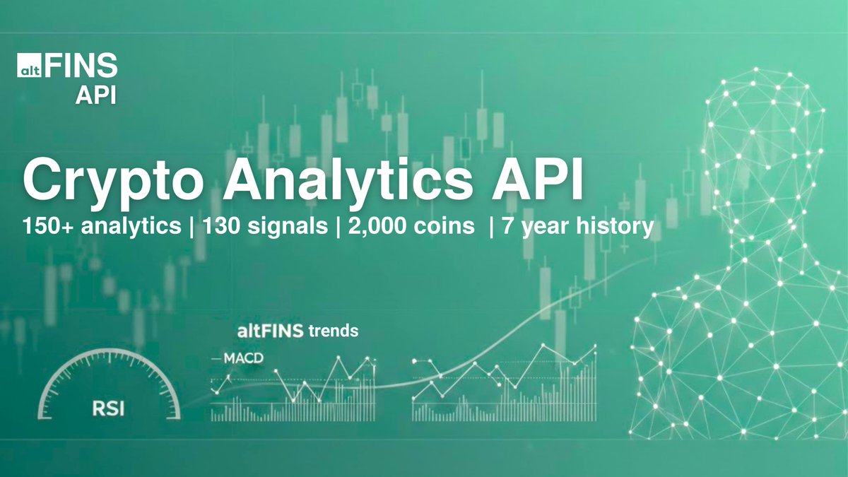 🚀 Introducing the new altFINS Data &amp; Analytics API

Build smarter crypto trading systems with institutional-grade analytics, without doing the heavy lifting.

What you get:
🔹 150+ pre-calculated technical indicators
🔹 130+ ready-to-use trading signals
🔹 2,000+ crypto assets