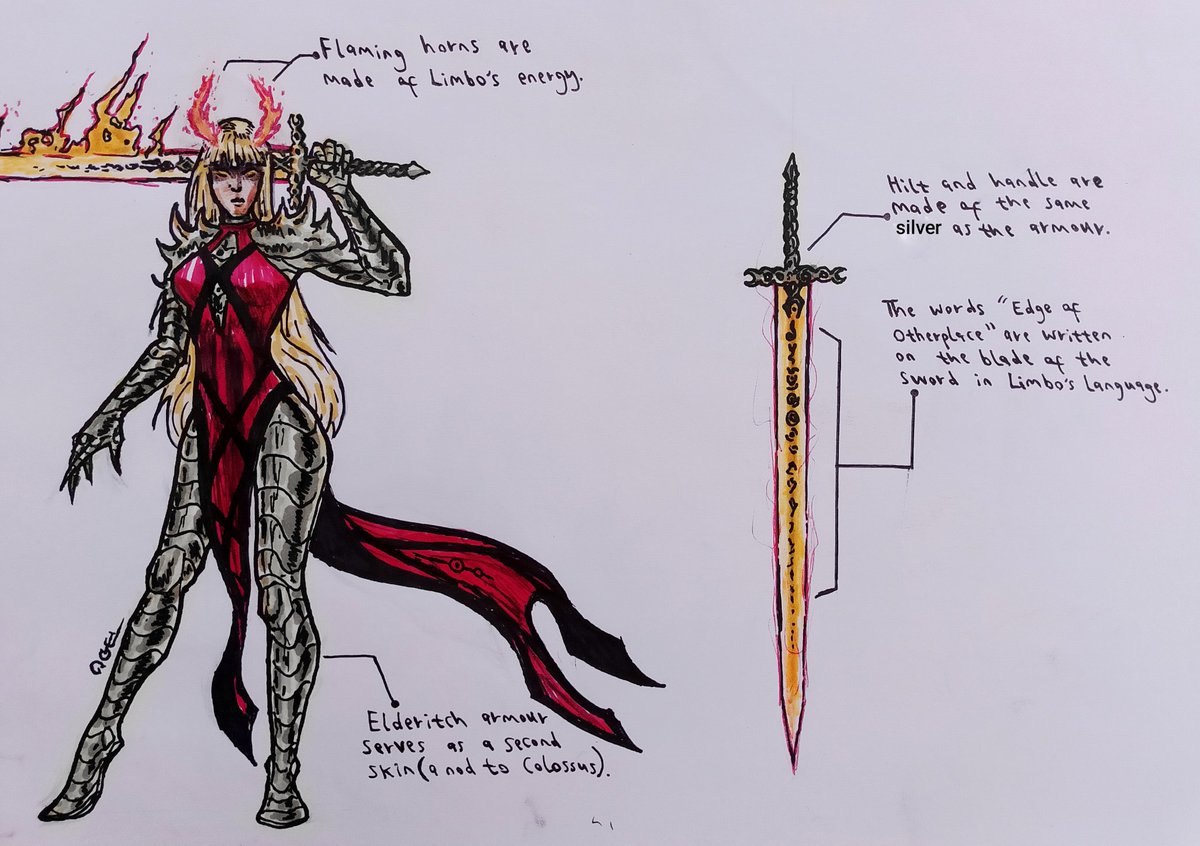 CEnekwa's tweet photo. Silver makes her hair POP.
I'm convinced silver is the way forward for Illyana. With that blonde hair, gold just won't hit as hard in my opinion. The blade of the #soulsword can stay gold with a golden-yellow aura.
#Magik #Limbo #XMen #Rasputin https://t.co/SdkC1Pqxjb