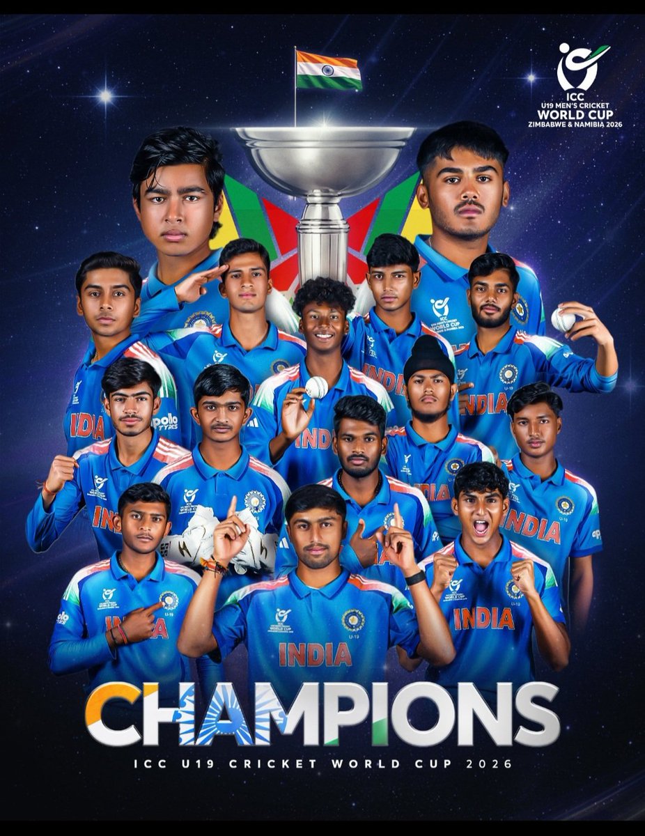🇮🇳🏆 CHAMPIONS AGAIN! 🏆🇮🇳
India defeat England to lift the ICC Men’s U19 World Cup 2026 — a record 6th title for the young champs! 👏🔥
Fearless cricket, nerves of steel, and a future that looks brighter than ever.
These boys didn’t just win a trophy — they announced the next