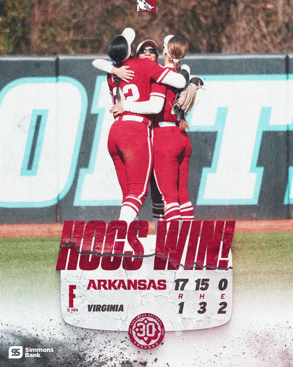 1-0 ✅

The Hogs' 17 runs are a season-opener program record!