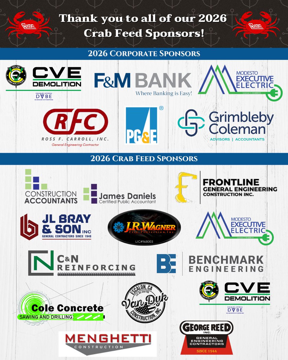 🦀💥 A huge THANK YOU to our incredible Crab Feed sponsors! Your support is making a real difference by helping fund scholarships for deserving young people. We’re so grateful!🙌