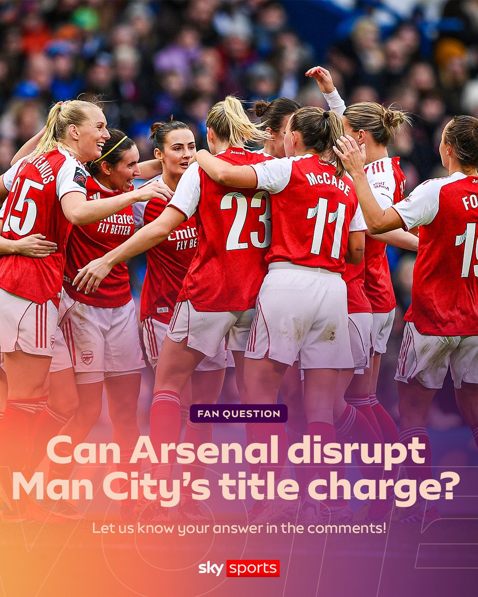SkySportsWSL's tweet image. Can Arsenal disrupt Man City's title charge? 🤔
