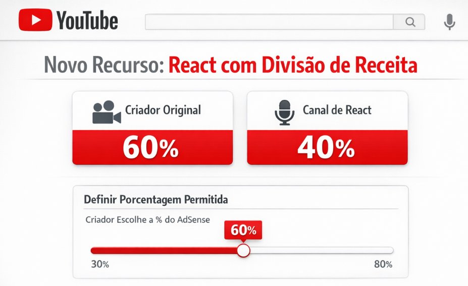 E se o YouTube criasse uma ferramenta oficial para vídeos de react, onde o AdSense fosse dividido automaticamente com o criador original, numa porcentagem justa?

Não estou condenando quem faz react, inclusive, eu mesmo já fiz no passado.

Mas vejo cada vez mais canais grandes