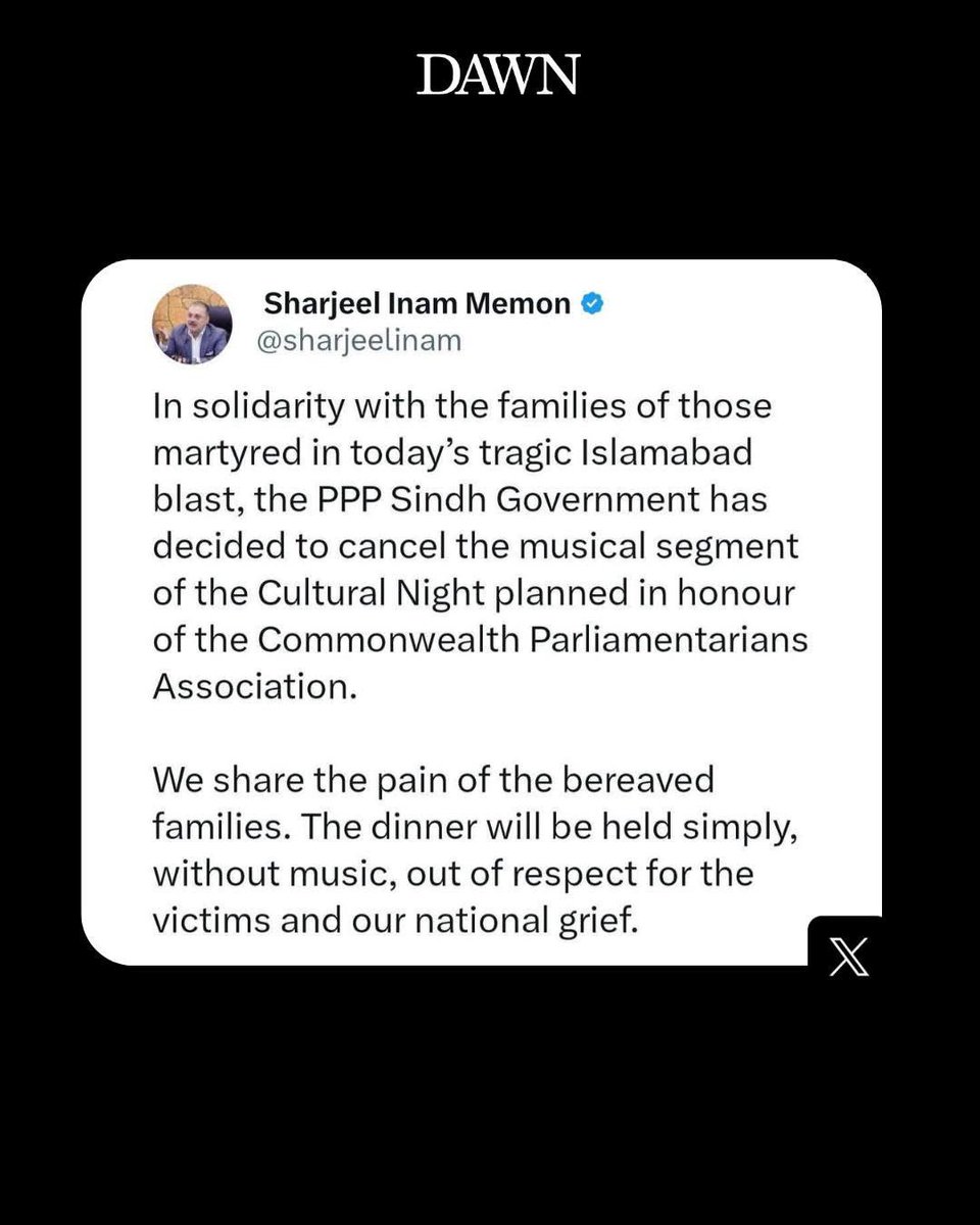 KarimSraw's tweet photo. The cowardly attack in Islamabad Imambargah today is one of the worst forms of atrocities. Every Pakistani stands firm in solidarity with the bereaving families of the deceased and is praying for early and effective recovery of the injured. May Allah be with them! And may the perpetrators of such villainy be brought to justice. 

In wake of this heinous attack by the Khwarij, the apt decision of cancellation of basant-related events by the Punjab Government, and the cancellation of musical part of the cultural night  by the Sindh Government are proof enough that we stand as one nation and we stand united! They are further proof that our whole nation stands against the menace of terrorism, and in solidarity with the bereaved families!

May Allah be with us! 🇵🇰 

Pakistan Zindabad!