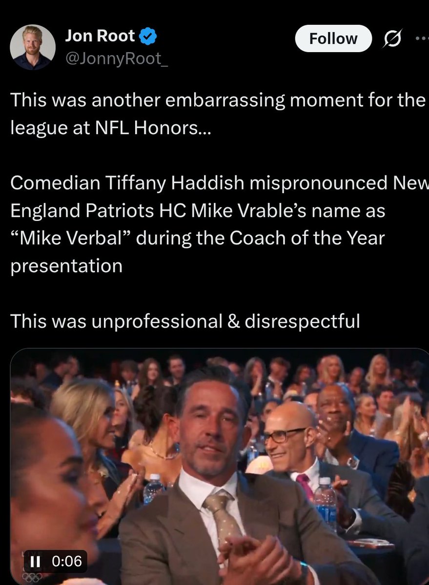 jgflagg's tweet photo. @JonnyRoot_ Sure. And you misspelled his last name making this goofy post. It's "Vrabel." https://t.co/uYnZx6Q2SV