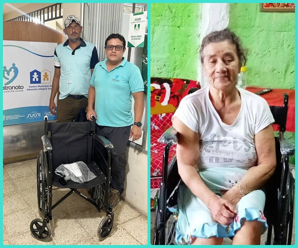 PatronatoSucre's tweet photo. 💙Compromiso que transforma vidas ♿️
El Patronato de Amparo Social del cantón Sucre realizó la entrega de una silla de ruedas a la Sra. Rosa Celmira Sánchez Conforme, adulta mayor con 75% de discapacidad física...nota completa en➡️https://t.co/bfhQFh796m https://t.co/Tp99cv4Z8r