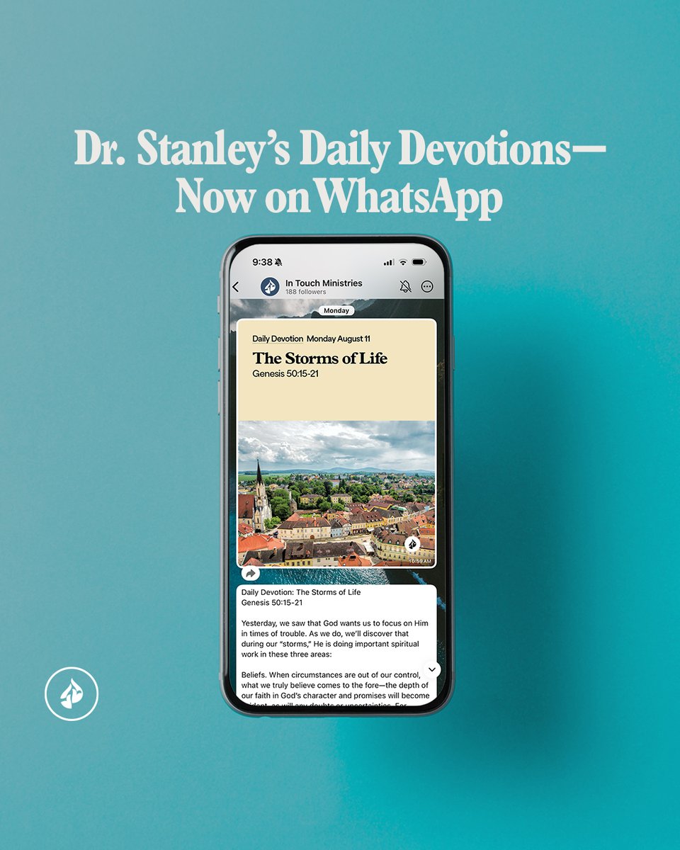 Start each morning with practical, biblical teaching from Dr. Charles Stanley delivered straight to your phone.

intouch.cc/3HTSK7S