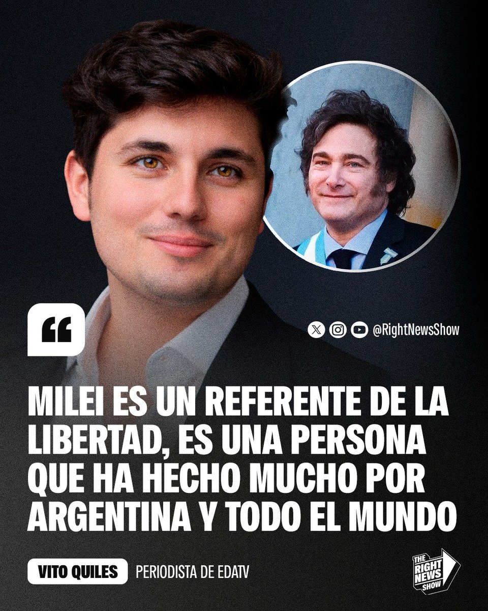 🇪🇸🇦🇷 | "Milei es un referente de la libertad, es una persona que ha hecho mucho por Argentina y el mundo": El periodista Vito Quiles llenó de elogios al presidente <a href="/JMilei/">Javier Milei</a>.