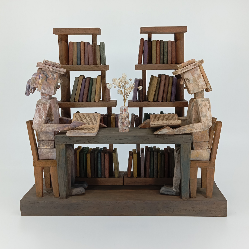 Solarescultura's tweet photo. Lector LXXXVI  “Añadir una biblioteca a una casa es dotar a esa casa de alma." Cicerón  📚📖

#BookArt #WoodSculpture #LibraryDecor #BooksAndArt #sculpture #Fineart #reading #BookLovers #readingcommunity #homedecor https://t.co/ZgteVjtNL8