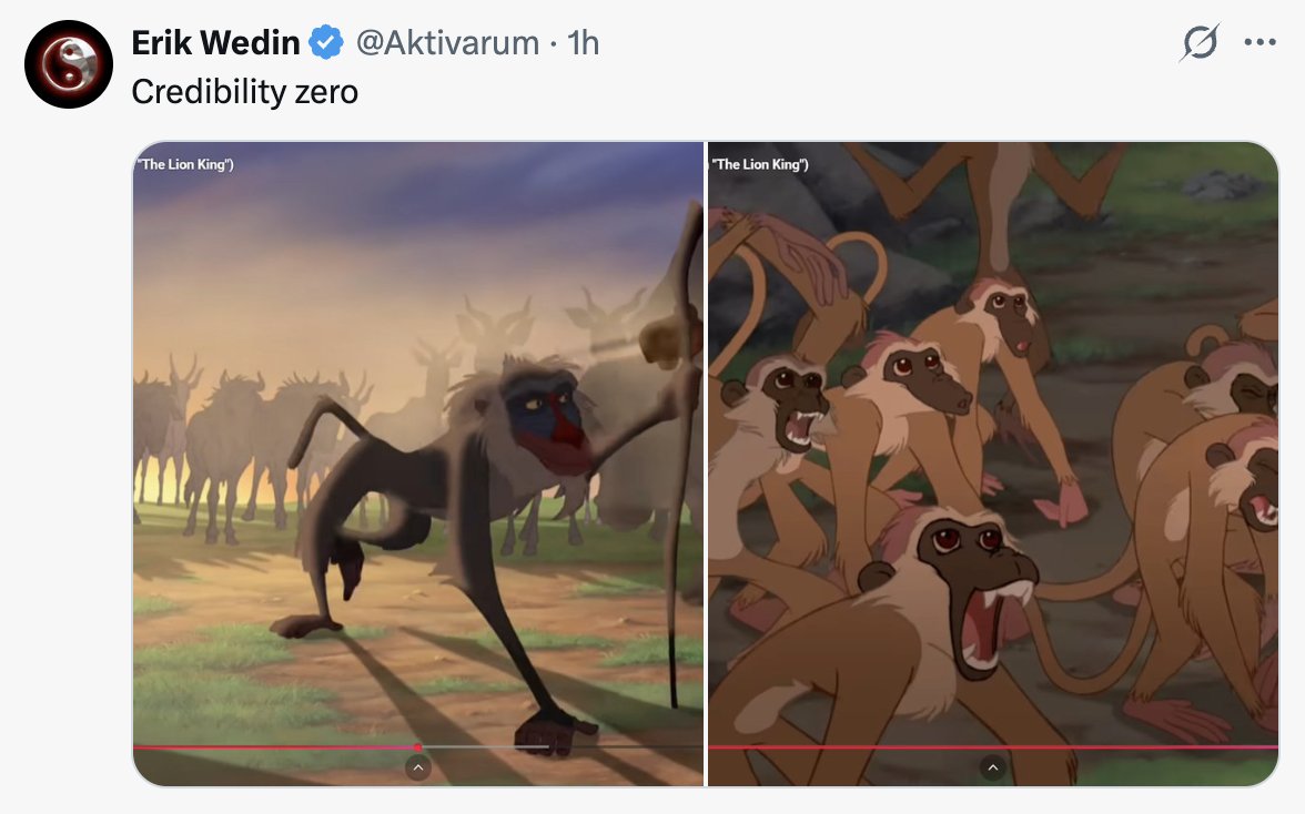 I said there are no apes in The Lion King, and these dumbass MAGAs are posting photos with monkeys in the comments trying to prove me wrong. 

These people are inherently stupid. They literally don't know the difference.