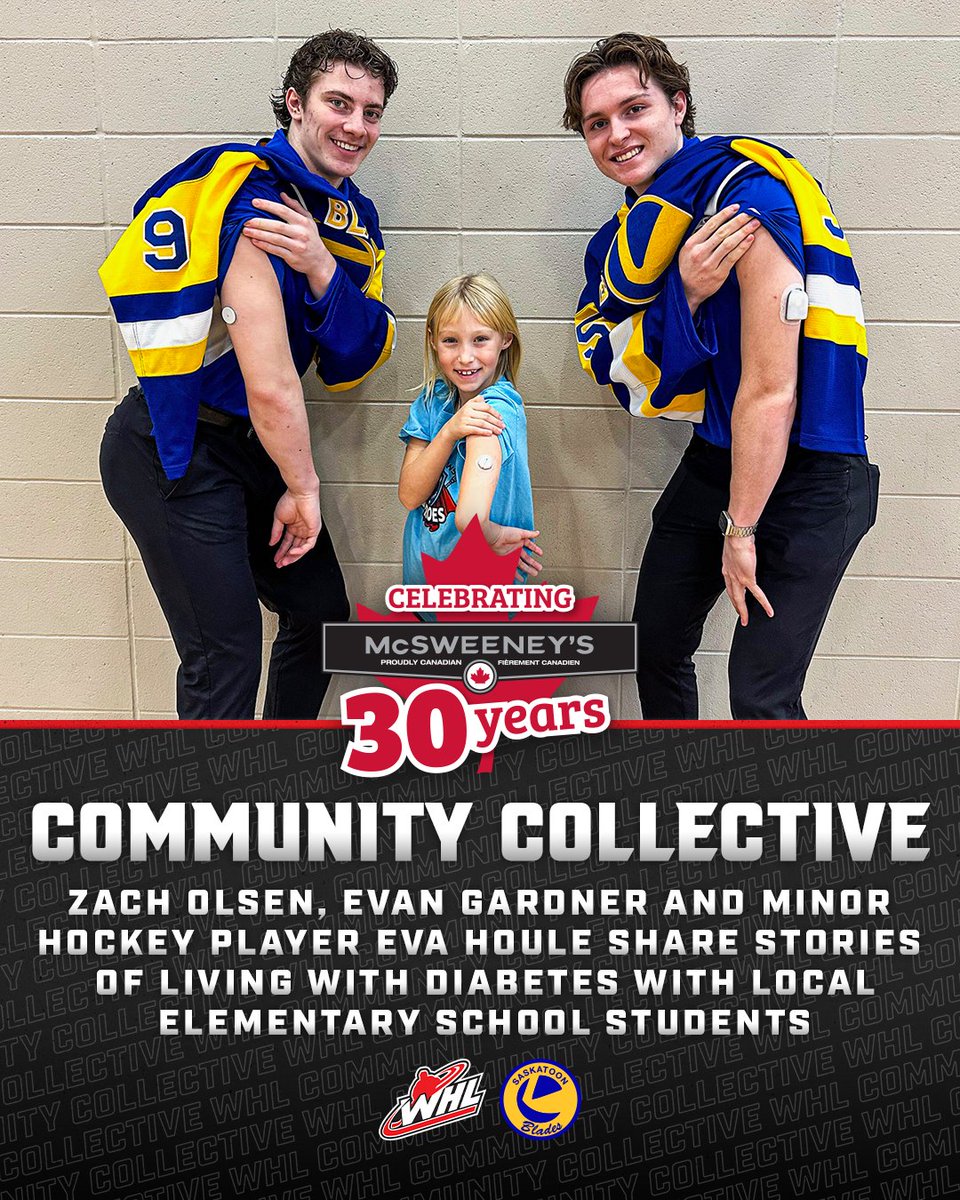 TheWHL's tweet photo. Through @CanadianJerky's #WHLCommunity Collective, we're showcasing our teams are proud of.
Here's how @BladesHockey teammates Zach Olsen and Evan Gardner and local minor hockey player Eva Houle shared stories of living with diabetes with elementary school students.
π | https://t.co/WmxxZNu1HQ