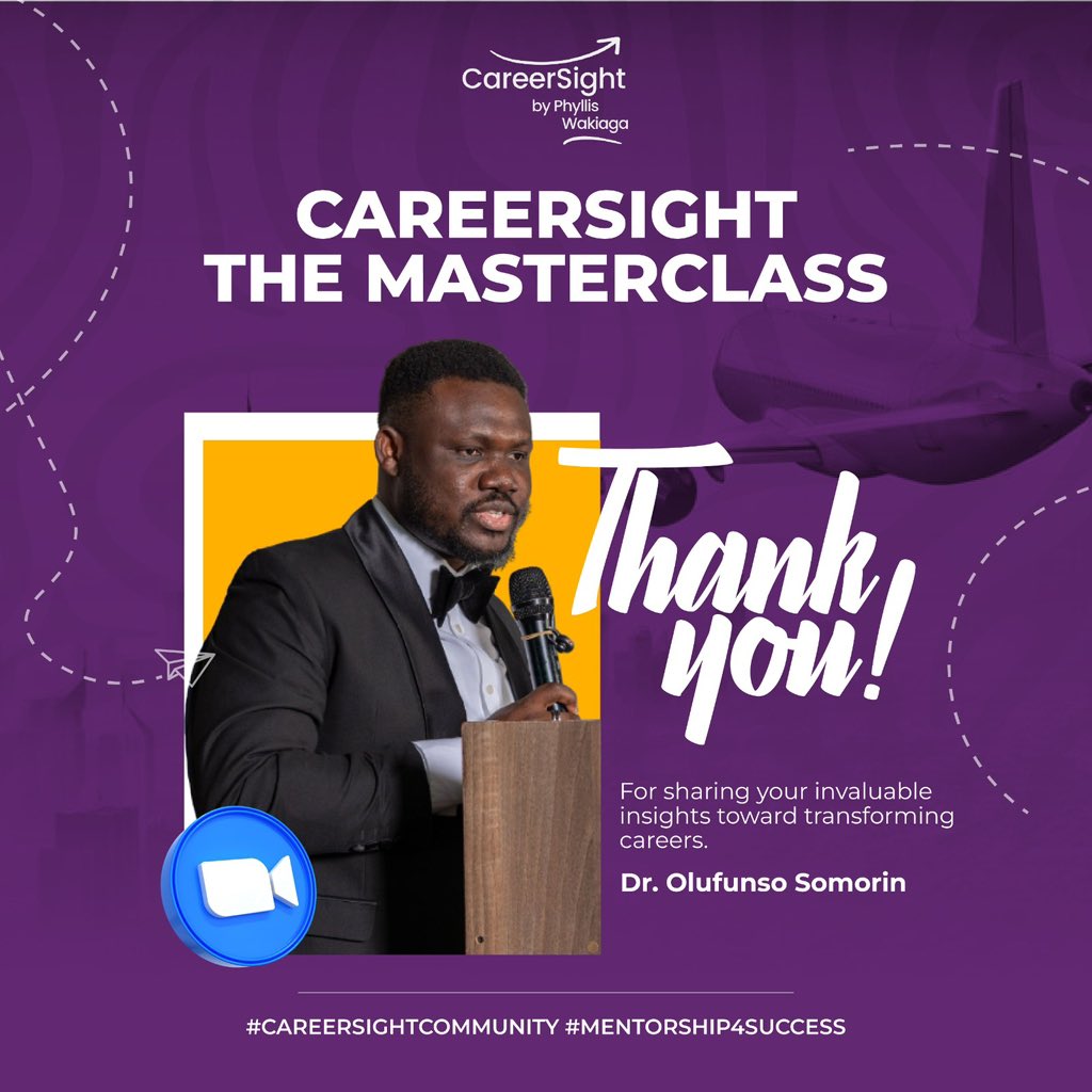 Thank you to everyone who joined us for the CareerSight Masterclass 👏
A special thank you to Dr. Olufunso Somorin for sharing such powerful insights and practical wisdom toward transforming careers.

We’re grateful for the engaging questions, energy, and commitment from our