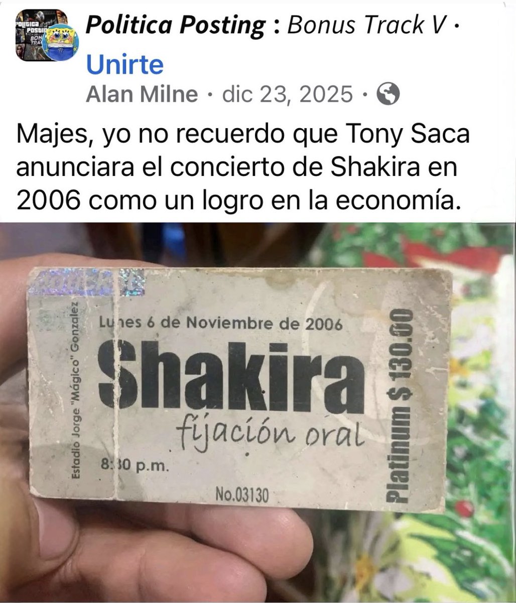 PolitologaES's tweet photo. El Dictador copiándole todo a Tony Saca su padrino político, a diferencia que hoy está utilizando el concierto para lavarse las manos y que digan que no hay Dictadura en El Salvador 🤡 al igual que Miss Universo los usa a conveniencia pero estamos claros que traiga a quien quiera pero eso NO le lavará las manos ensangrentadas🩸

#CorrupciónCyan #BukeleDictador