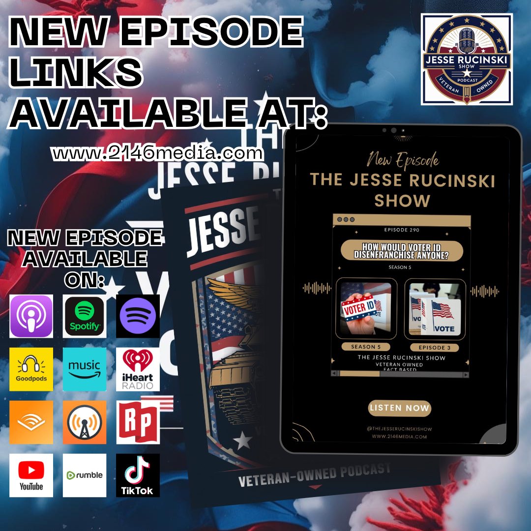 Dropped a new episode of The <a href="/JRucinskiShow/">The Jesse Rucinski Show</a> last night. A common sense response to the shit being spewed by <a href="/SenSchumer/">Chuck Schumer</a> and his cronies. All links at 2146media.com. Link below. 

2146media.com/the-jesse-ruci…

#PodcastCommunity #VeteranOwned #Truth #USA #America #Podcast
