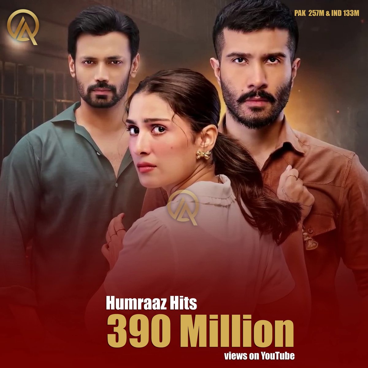 AdQaisar84's tweet image. Humraaz Hits 390M Views!
🇵🇰 Pakistan 257M | 🇮🇳 India 133M
Powerful performances by Ayeza Khan &amp;amp; Feroze Khan, lekin strong cast ke bawajood drama ko hit bananay mein kahani kamzor rahi.

#Humraaz #AyezaKhan #FerozeKhan #PakDrama #DramaReview  #Trending #PakistaniDrama #adqaisar