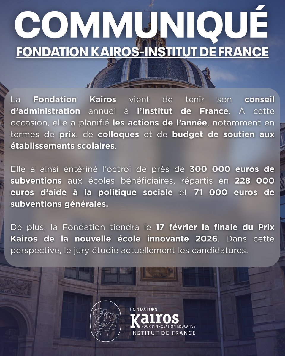 Retrouvez notre communiqué suite à notre dernier conseil d’administration !

Nous abordons notamment la question du détail de nos subventions pour les écoles bénéficiaires.

🗞️ À retrouver dès maintenant