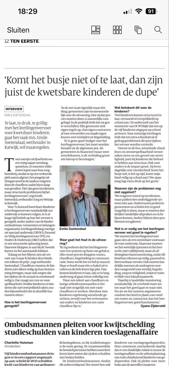 Jack_zegt's tweet image. Schrijnend artikel in de Volkskrant over leerlingenvervoer van kwetsbare kinderen. Dit gaat al jaren mis, de gemeenten zouden landelijk toezicht moeten hebben.  @Lisawesterveld is al jaren roepende in de woestijn over dit onderwerp.
#gehandicapten #handicap #leerlingenvervoer