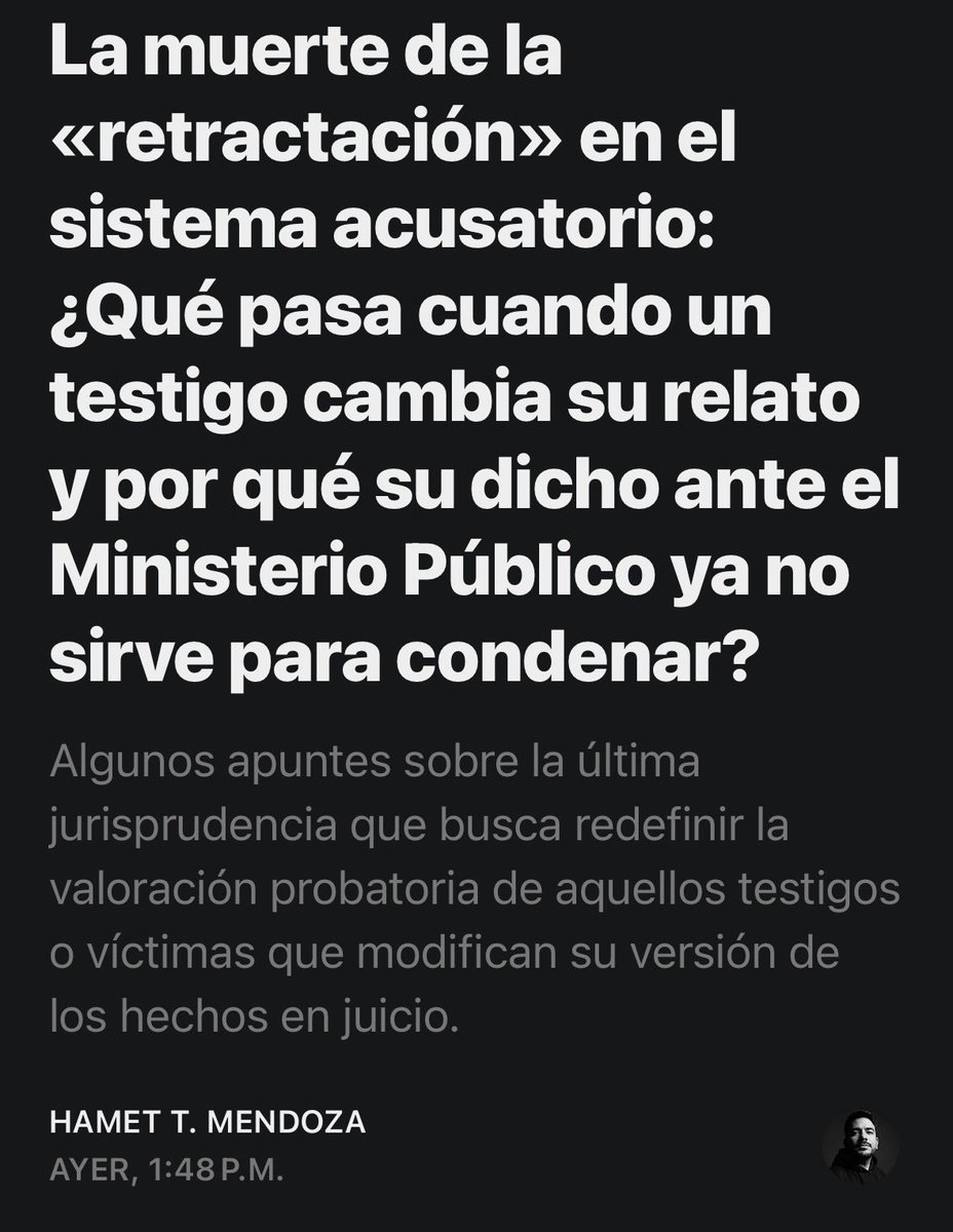 Hamm_TML's tweet photo. Se dice mucho sobre la retractación en materia penal pero poco sobre el riesgo jurídico que nadie está viendo; su operatividad en el SPA. ⚖️

Les comparto mi primer texto sobre el tema en substack. Esperando sus valiosas aportaciones. ⬇️

https://t.co/VhtLhmAk8e https://t.co/yhZ1k3yEpK