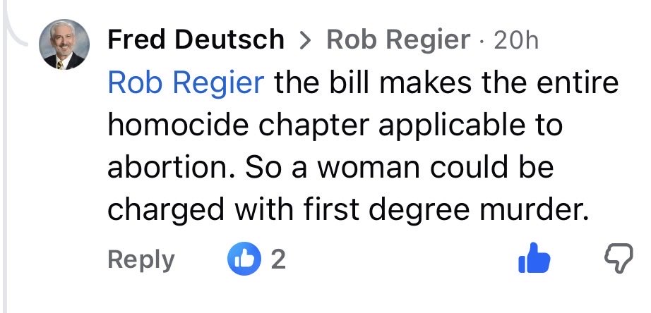 AbolitionWomen's tweet photo. This is why @FredDeutsch said he was against SD’s bill. 

It failed in committee yesterday b/c of Republican pro-lifers like him who seek (as they have for decades) to protect a pregnant woman’s special murder privileges. 

#Plexit https://t.co/PM0yrWT5kd