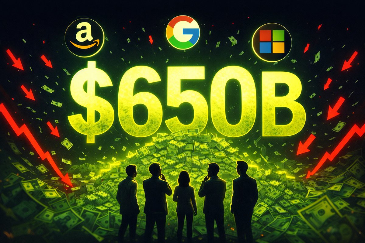 archeforge_reg's tweet photo. Big Tech dropped $650B on AI THIS WEEK:

• Amazon: $200B (beat estimates by $50B, stock fell)
• Google Gemini: 750M users, doubling spend
• Anthropic: finance AI (after legal crash)
• Cloud stocks: -20% YTD

Builders: "Most exciting moment"
Investors: "Where's the ROI?" https://t.co/s7fEaIum8N
