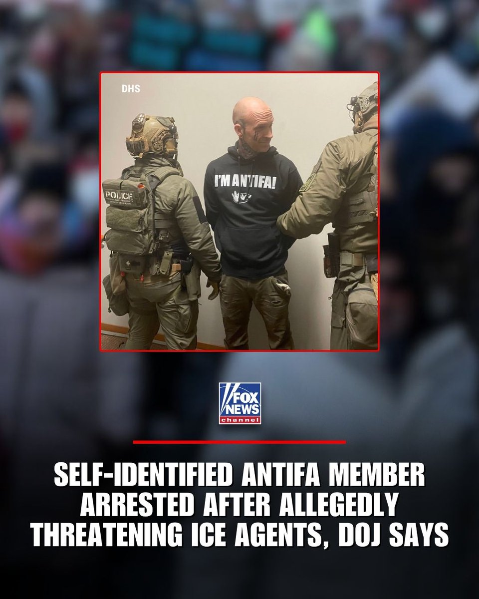 NEW: A man who self-identifies as an Antifa member was arrested after allegedly threatening ICE agents and encouraging assaults on federal law enforcement officers, according to the DOJ. 

"It’s no surprise that an Antifa terrorist is allegedly threatening to kill and assault