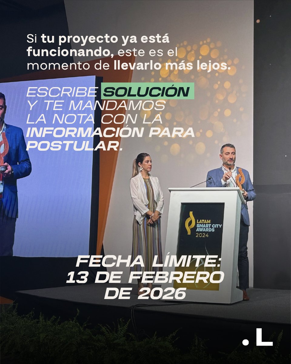 El <a href="/SmartCityLATAM/">Smart City Expo LATAM Congress</a> abrió la convocatoria a los LATAM Smart City Awards 2026 para reconocer proyectos que enfrentan problemas reales con impacto real.
Consulta las bases 📲 smartcityexpolatam.com/wp-content/upl… 
 
#Convocatoria #Convocatoria2026 #ConvocatoriaAbierta #smartcity  #ciudadeslatam