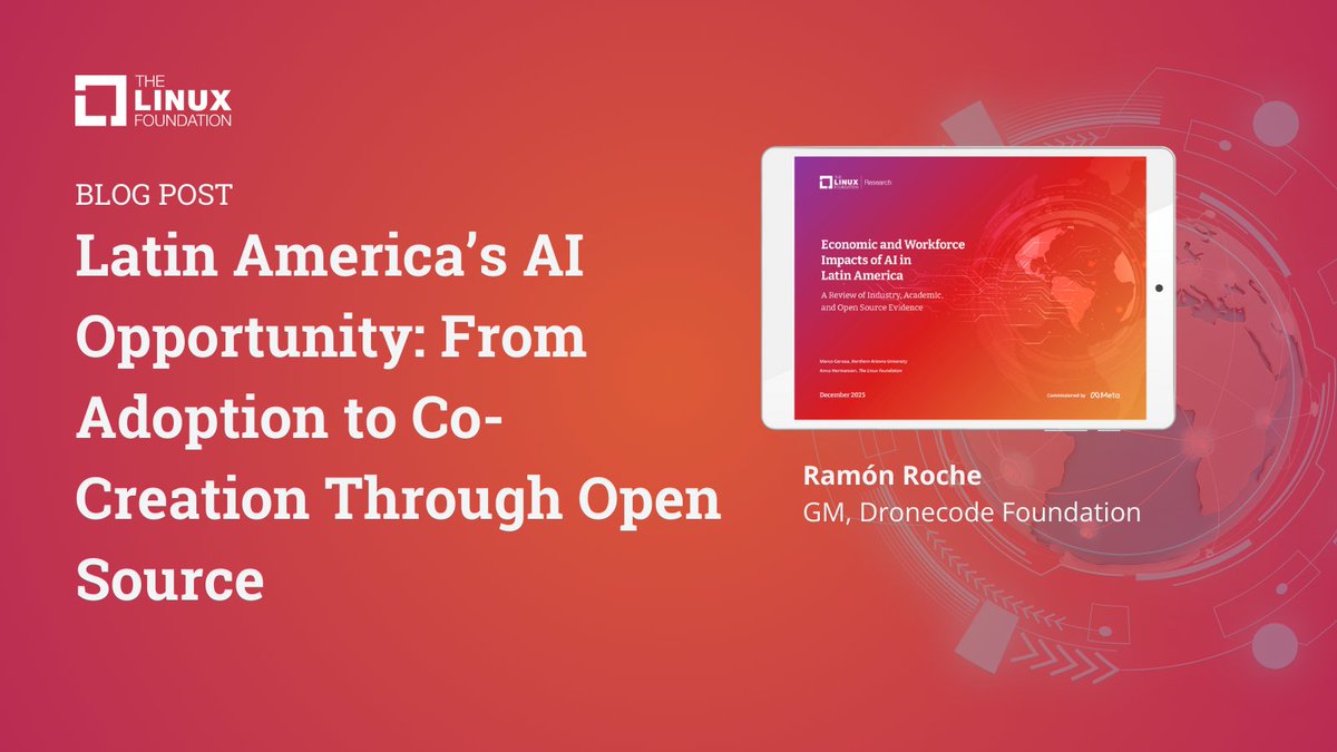 linuxfoundation's tweet image. Latin America’s next phase of growth is about participation, not just adoption. Open source is opening the door to local leadership and real impact.

Read the full blog: hubs.la/Q0427-820

#LinuxFoundation #OpenSource #LatinAmerica