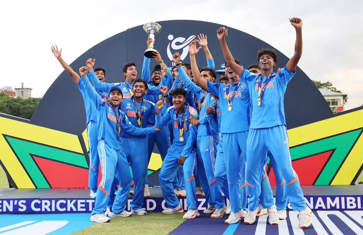 siddharthsahib's tweet photo. CHAMPIONS! What a sensational moment for 🇮🇳 - congratulations to the India Under-19 cricket team on winning the ICC U19 World Cup 2026 with a commanding performance all through the tournament! 

Special mention to Vaibhav Sooryavanshi, an absolute wonder! 🌟 His record-breaking 175 off 80 balls in the final was breathtaking and a true display of extraordinary talent! 🙌

India for the win and the future looks brighter than ever! 🇮🇳 #U19CWC