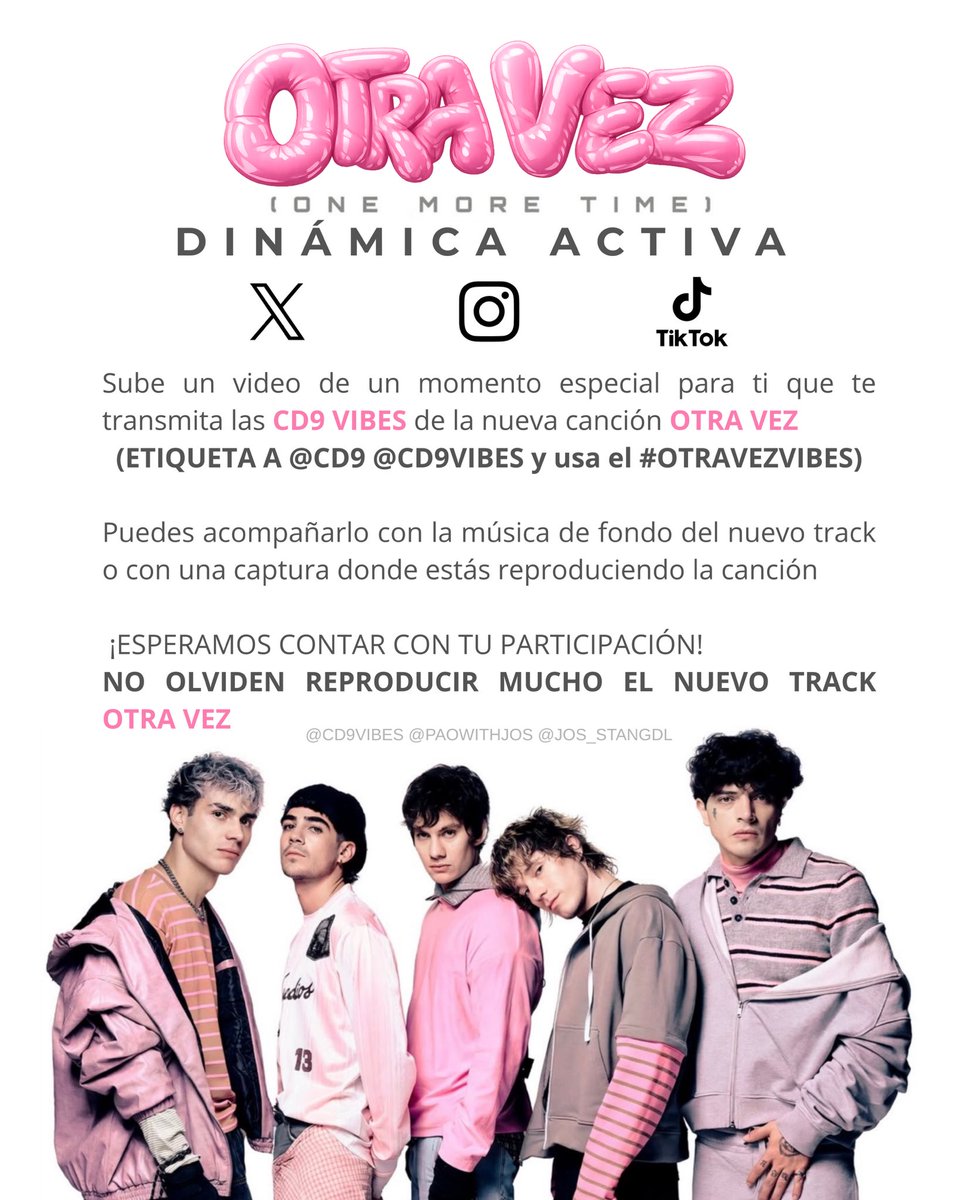 Cd9Vibes's tweet photo. ✨ DINÁMICA ACTIVA ✨
Sube un video de un momento especial para ti que te transmita las #CD9VIBES de OTRA VEZ 🎶💿
Puede ser con la canción de fondo o una captura donde la estés reproduciendo.
📲 Etiqueta: @CD9 @CD9VIBES
🏷️ Usa el hashtag: #OTRAVEZVIBES https://t.co/LEnwPQqKHN