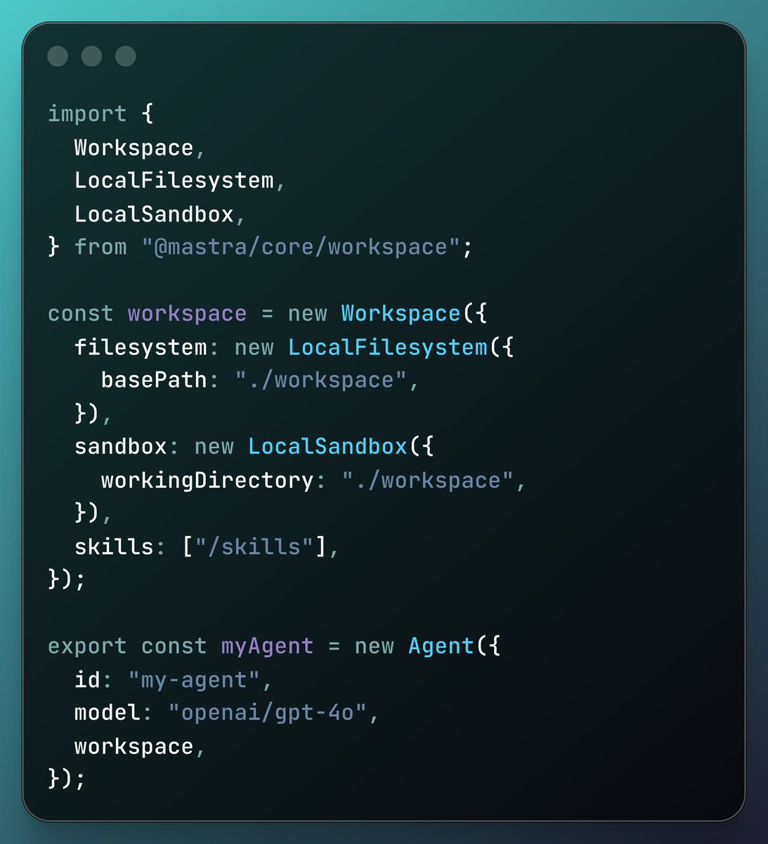 Workspace config snippet