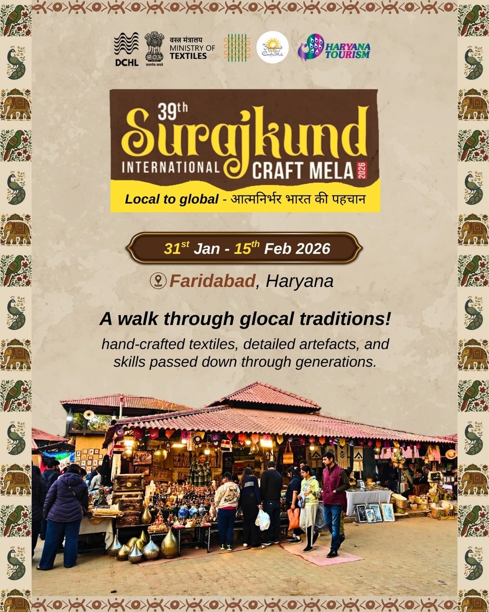 dchandlooms01's tweet photo. Surajkund Mela 2026 is in full swing!
Your other plans can wait- this festival brings together artistry from across the world in a celebration of culture and craft.
#surajkund #global #crafts #exhibition #GlobalTrade #handlooms #handicrafts #globalcraft #trade https://t.co/O2qJJ5jY3c