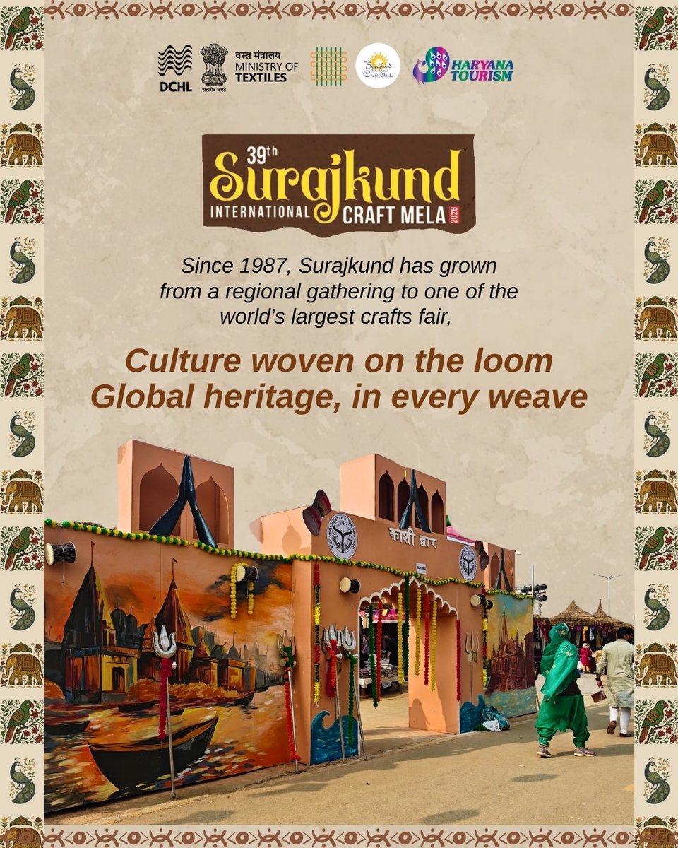 dchandlooms01's tweet photo. Surajkund Mela 2026 is in full swing!
Your other plans can wait- this festival brings together artistry from across the world in a celebration of culture and craft.
#surajkund #global #crafts #exhibition #GlobalTrade #handlooms #handicrafts #globalcraft #trade https://t.co/O2qJJ5jY3c