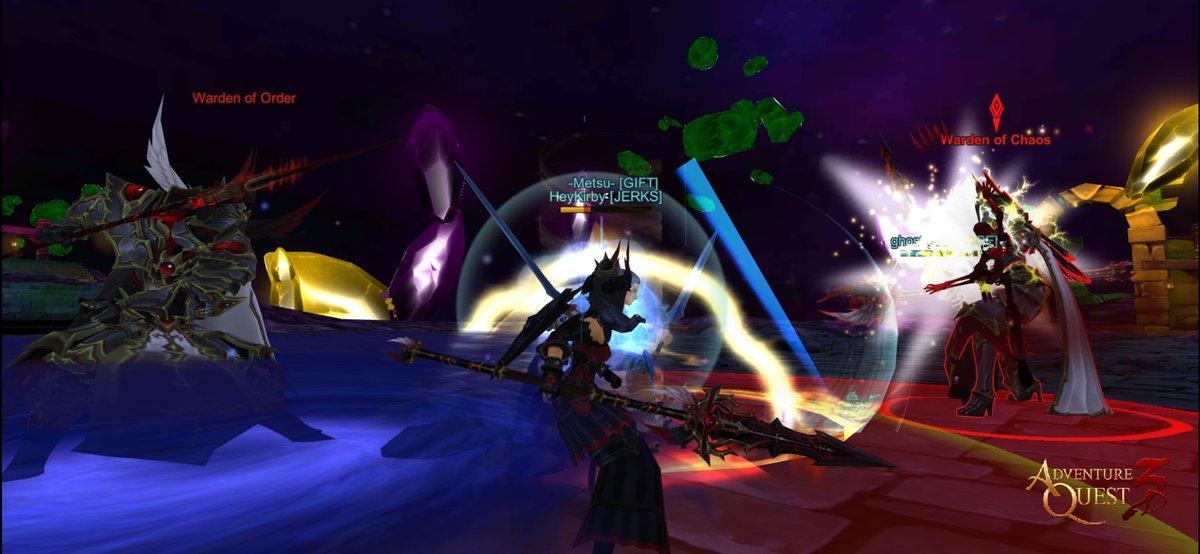 Farming <a href="/AQ3Dgame/">AdventureQuest 3D</a> new weapons Order and Chaos. Screenshots don't truly capture how great this new #aq3d map really looks 🔥