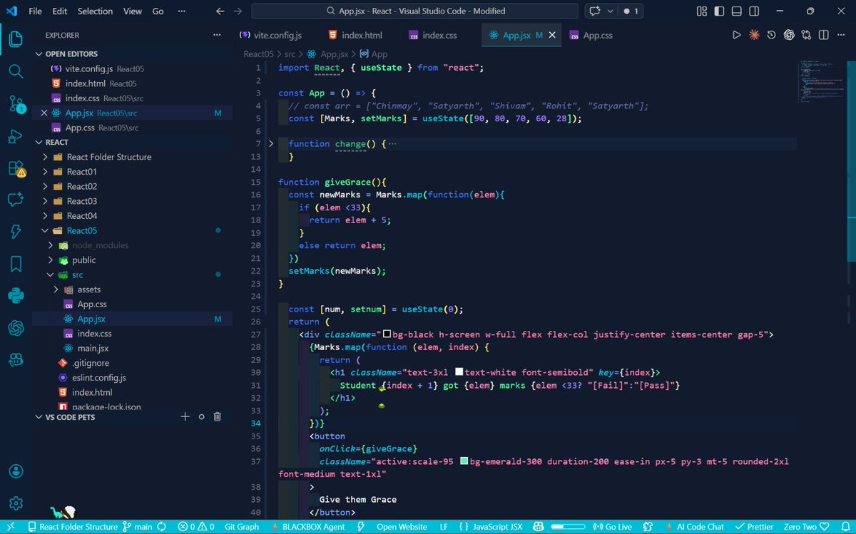 chinu_codes's tweet photo. 🚀 Back to Coding - Day 17 @sheryians_ @sarthacksharma
• Learned React’s useState hook ⚛️
• Practiced it with multiple scenarios, including arrays 🔄
#100DaysOfCode #BackToCoding #ReactJS #WebDev #CodingJourney https://t.co/lml7OnuwK3