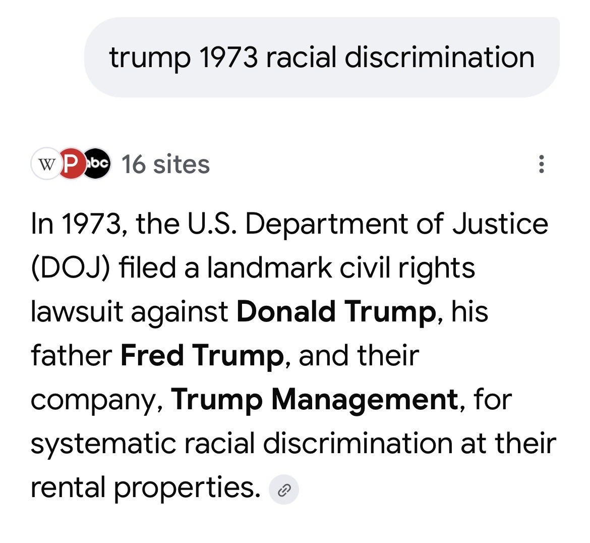 RecyclePleaz's tweet photo. @HouseGOP Trump’s a racist pos …and he’s been a racist pos since 1973. He’s unfit. He is trash. And all of you know that. #RacistPOS https://t.co/JGrO43ef3i