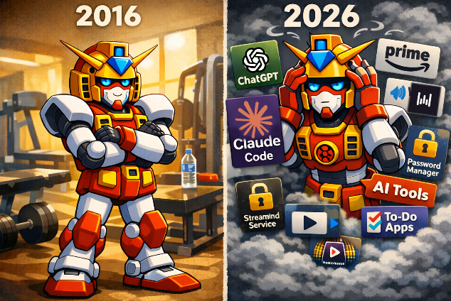 2016: gym membership + internet/mobile phone plan
Simple times when buying a house felt… possible 😌

2026: ChatGPT, Claude, Wispr Flow, cloud storage, food delivery subscriptions…

All this to stay productive and keep up with work.  
Somehow I’m further from buying a house