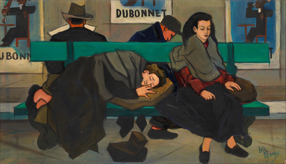 AniSWISSarts's tweet image. Lois Mailou Jones - Les clochards, #Montmartre, #Paris, 1947