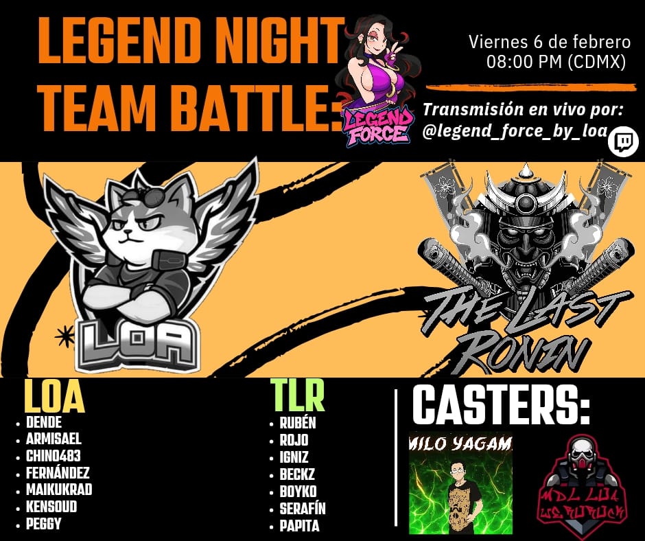 Banda hoy tendremos un team MATCH pero de los pesados LOA VS THE LAST RONIN los esperamos a las 8pm por #twitch y #YouTubeLive no falten con uno de los mejores juegos FATAL FURY
atom.bio/legendforcebyl…!!

#streamer #stream #gamer #gaming #fatalfury #SNK #videojuegos