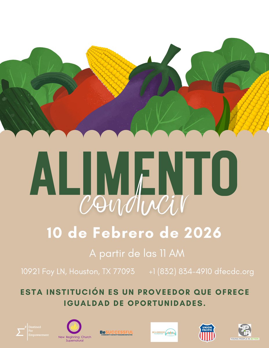 dfecdc's tweet photo. Our Food Drive is coming up, February 10th.
10921 Foy LN, Houston, TX 77093.
Starting at 11AM
See the flyer below for more details.
#dfecdc #fooddrive #community #communitysupport #HTX https://t.co/Nd75e1Uwgc