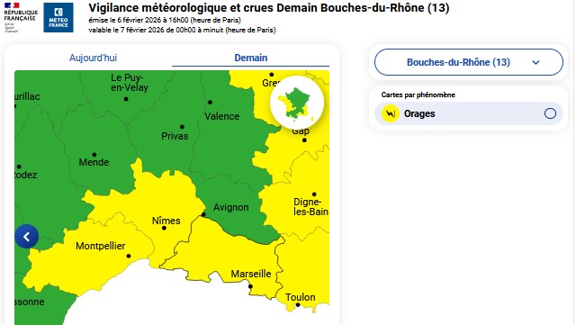 Image de Préfet de la région Provence-Alpes-Côte d'Azur - #METEO13 | #Vigilancejaune🟡#orages demain samedi 7 février de 9h à 15h.
Préfet de la région Provenc