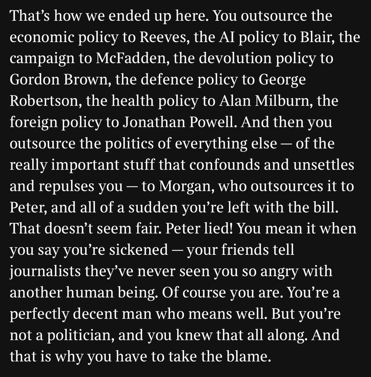 Daily Mail - Starmer is a "decent man"
Guardian - "decent PM"
LBC - "fundamentally a decent man"
The Times - "perfectly decent man"

Keir Starmer is a disgrace. He is complicit in genocide. Nobody who sees Palestinians as human beings could ever conclude he is "decent".