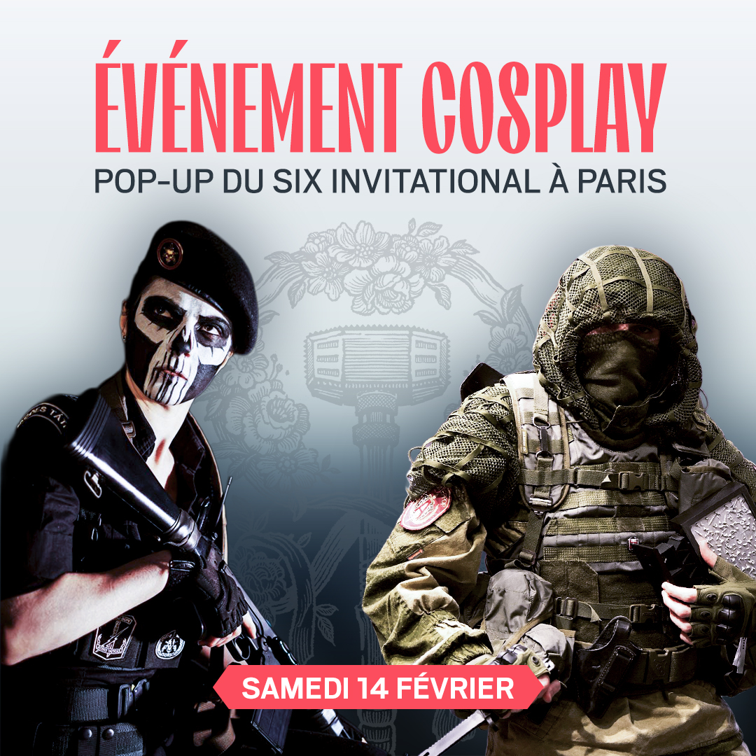 Rainbow6FR's tweet image. ÉVÉNENEMENT COSPLAY DU S.I 🤝

Siege prend vie pour le Six Invitational 2026 ! ⬇️
Venez retrouvez d'autres cosplayers R6 ou simplement admirer des Agents plus vrais que nature au pop-up store officiel du S.I ! 🔥🔫 

🗓️ 14 février de 10h à 12h 
📍 23 rue du Sentier 75002 Paris