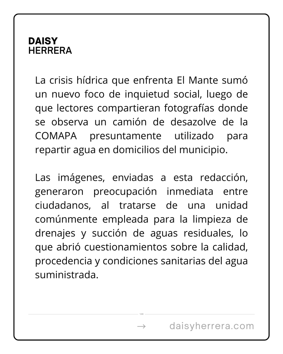 #ElPuntoEs 🔴 Imágenes ciudadanas alertan sobre el uso de un camión de desazolve de la COMAPA para distribuir agua en viviendas de El Mante, en medio de una severa crisis hídrica.

ℹ️Información de Daisy Herrera Medrano

#Tamaulipas #Reynosa #Matamoros #NuevoLaredo #CdVictoria