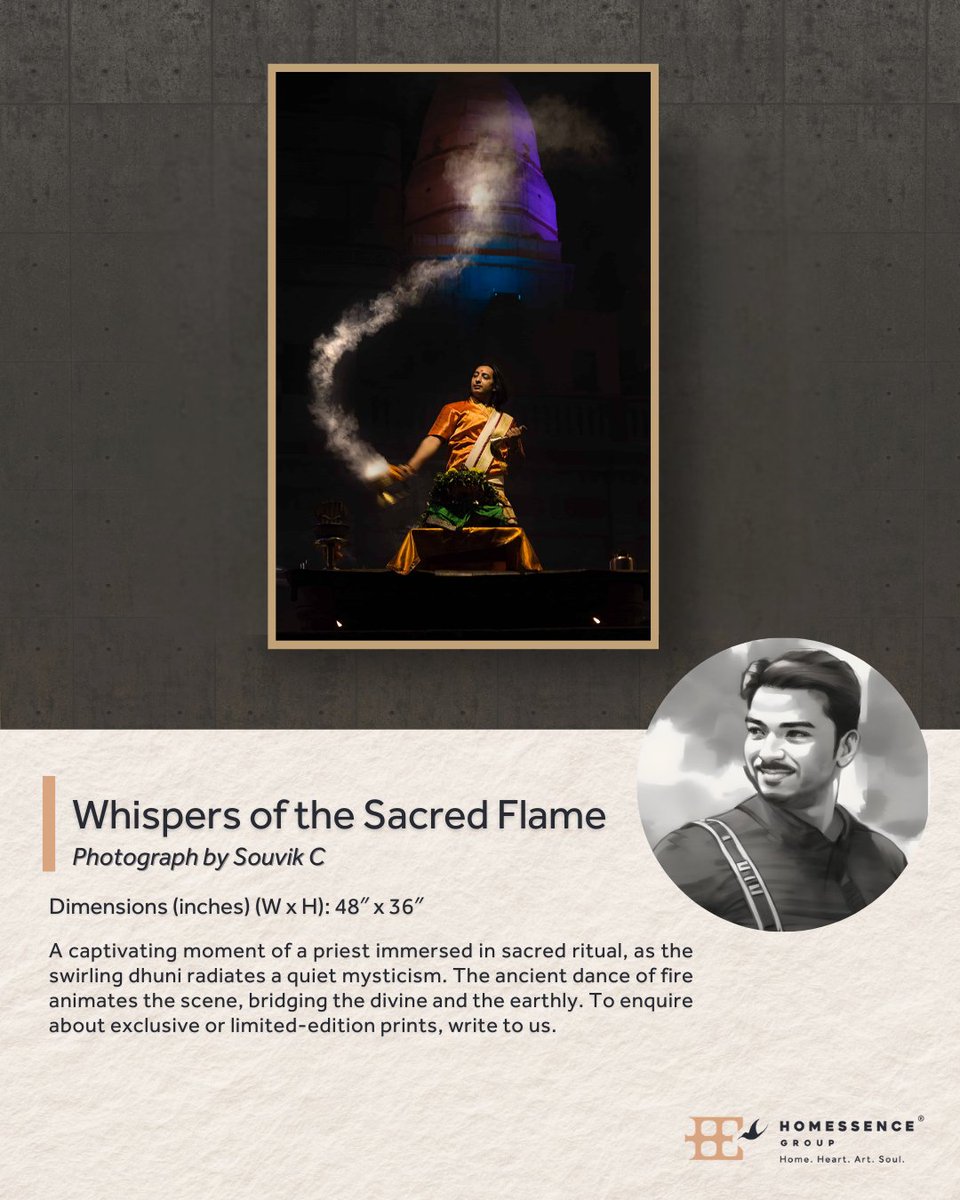 HomessenceGroup's tweet photo. The curve of the smoke does most of the work here. Everything else stays still long enough for the moment to hold.

#PhotographyArt #IndianTraditions #FineArtPrints #VisualStorytelling #ArtCollectors https://t.co/ECXChggCMU