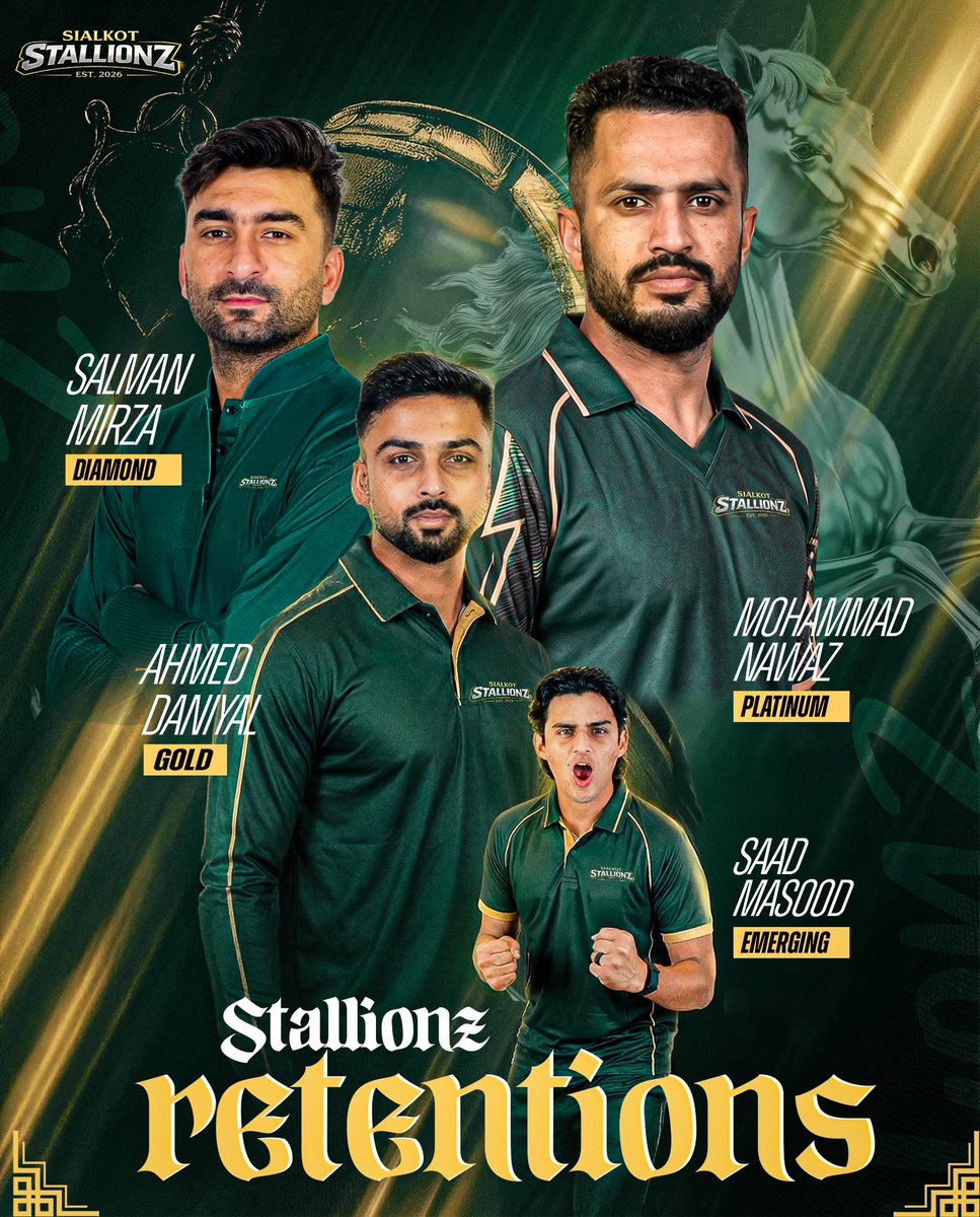 izharshabbir007's tweet photo. 𝐓𝐡𝐞 𝐬𝐪𝐮𝐚𝐝 𝐤𝐞𝐞𝐩𝐬 𝐠𝐞𝐭𝐭𝐢𝐧𝐠 𝐬𝐭𝐫𝐨𝐧𝐠𝐞𝐫 🐎
Welcome Mohammad Nawaz, Salman Mirza, Ahmed Daniyal, Saad Masood to the Stallionz.

#SialkotStallionz | #NewEra | #HBLPSL https://t.co/nR7Cg6XY6C
